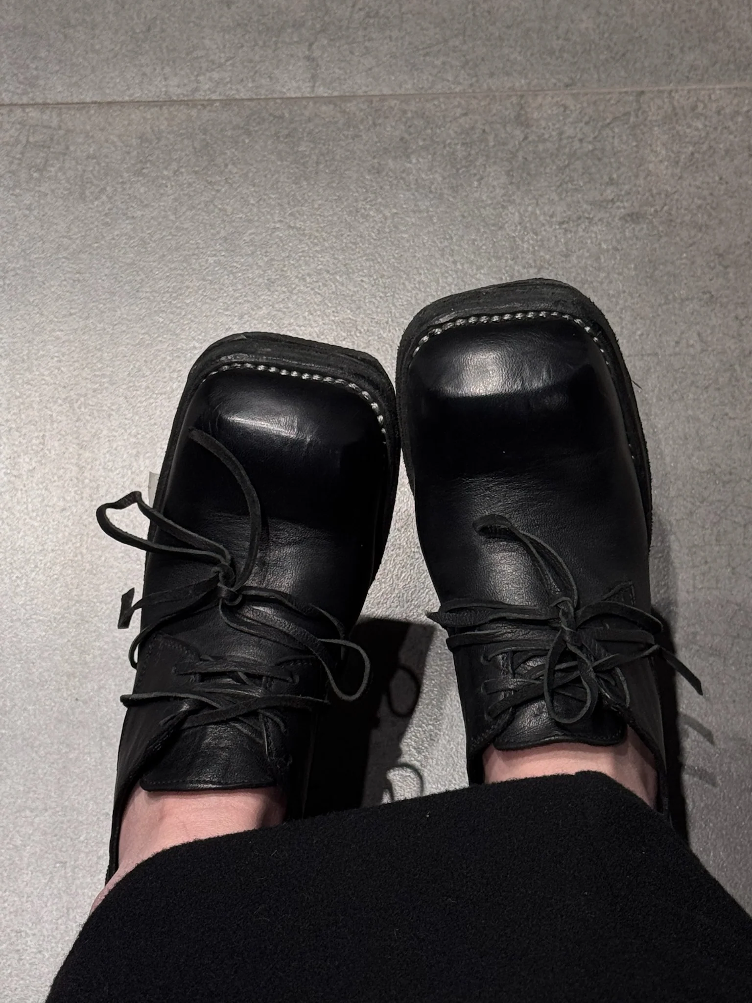 Guidi 9082 horse leather derby lace-up high heel square toe shoes Italy pure handmade GD-9082-HEI black - Image 8
