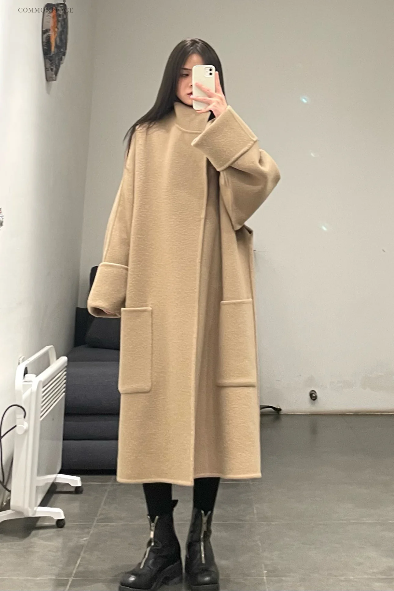 HED MAYNER Back-opening buttonless wool woolen coat PHM5 - Image 7