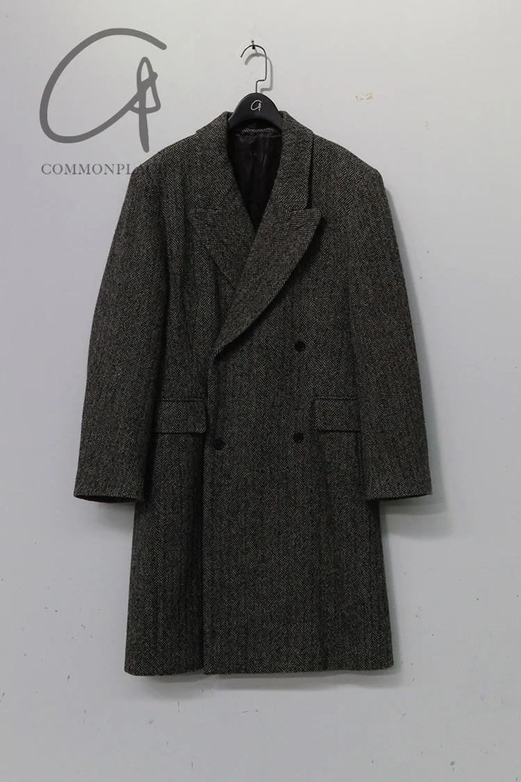 HED MAYNER double-breasted pure wool herringbone woolen coat C14_GRY/HRB - Image 8
