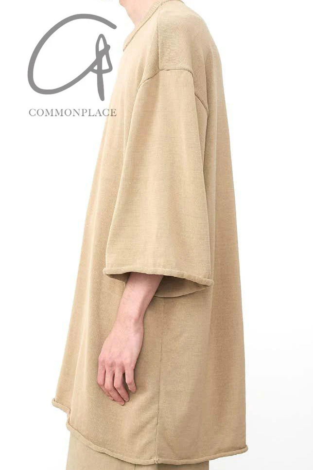 Hed Mayner knitted felt T -shirt SS22_K70_BEG/COT beige - Image 12