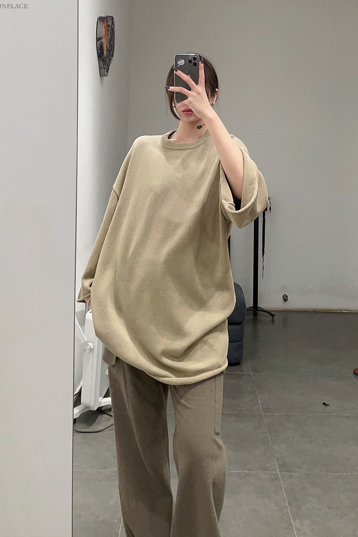 Hed Mayner knitted felt T -shirt SS22_K70_BEG/COT beige - Image 15