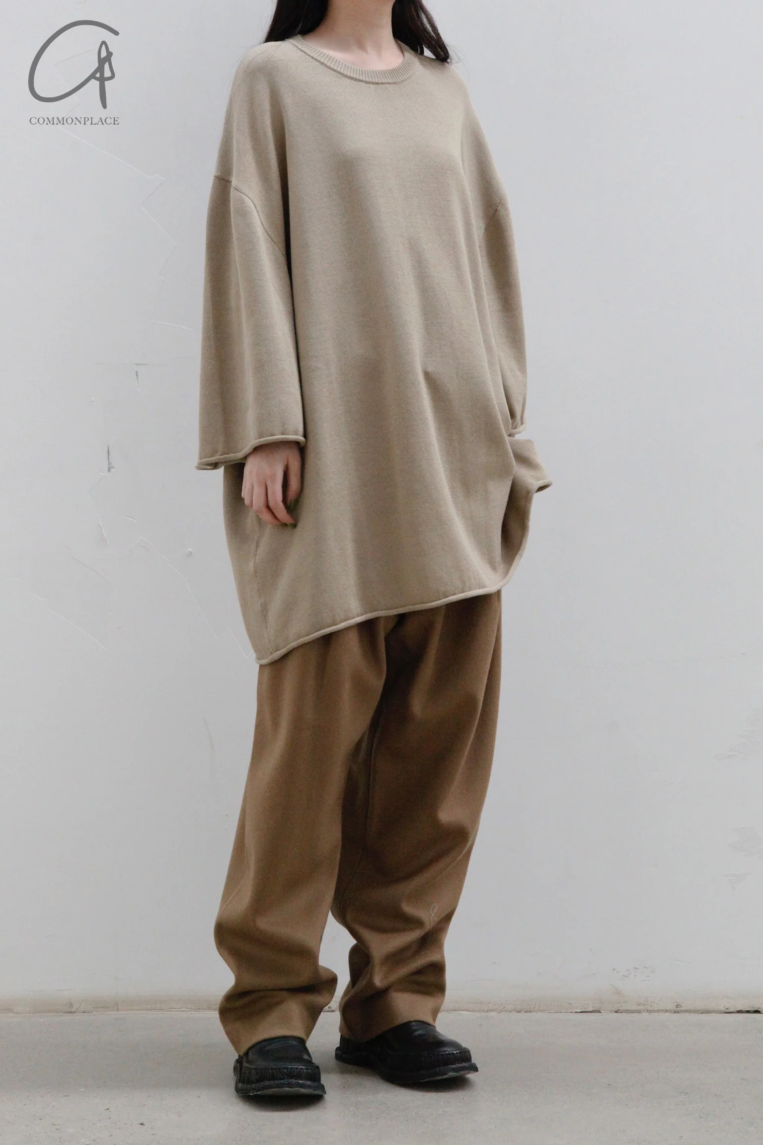 Hed Mayner knitted felt T -shirt SS22_K70_BEG/COT beige - Image 3