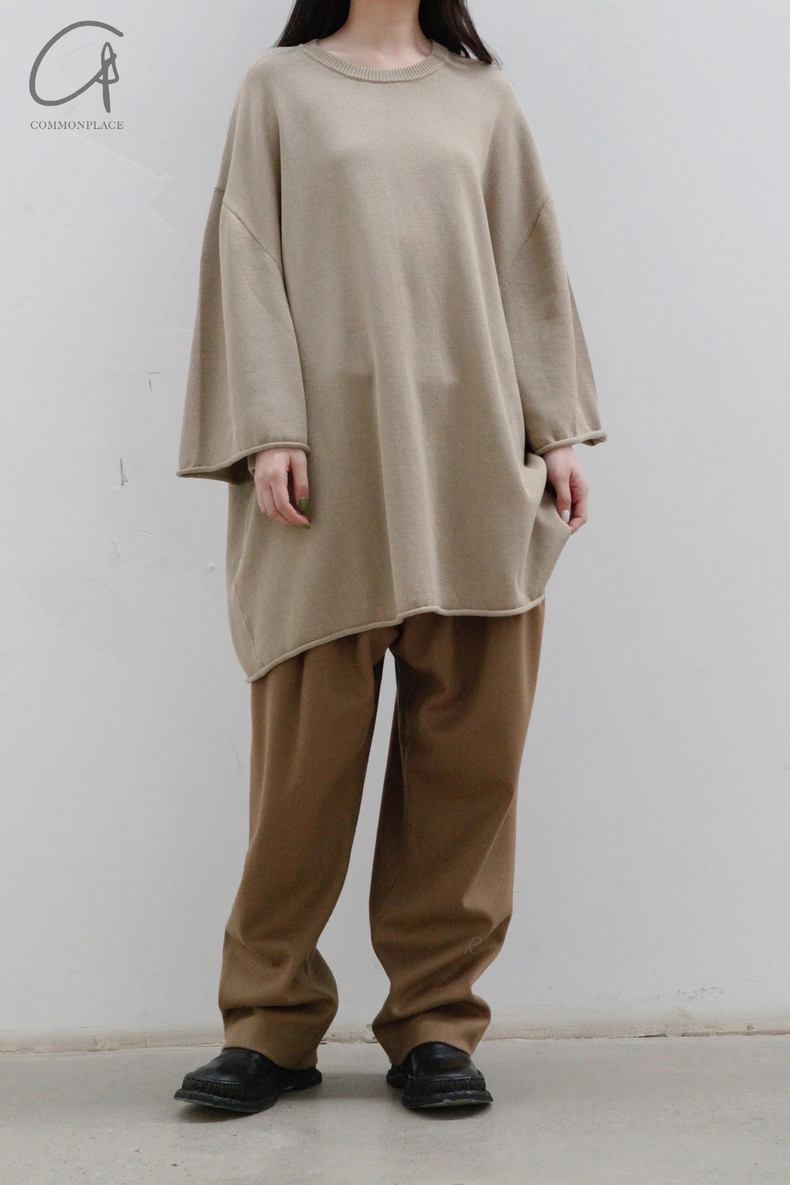 Hed Mayner knitted felt T -shirt SS22_K70_BEG/COT beige - Image 4