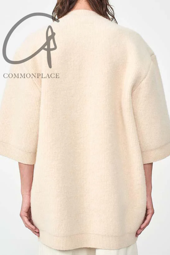 Hed Mayner knitted felt T -shirt SS22_K70_ECRU/WO beige - Image 7