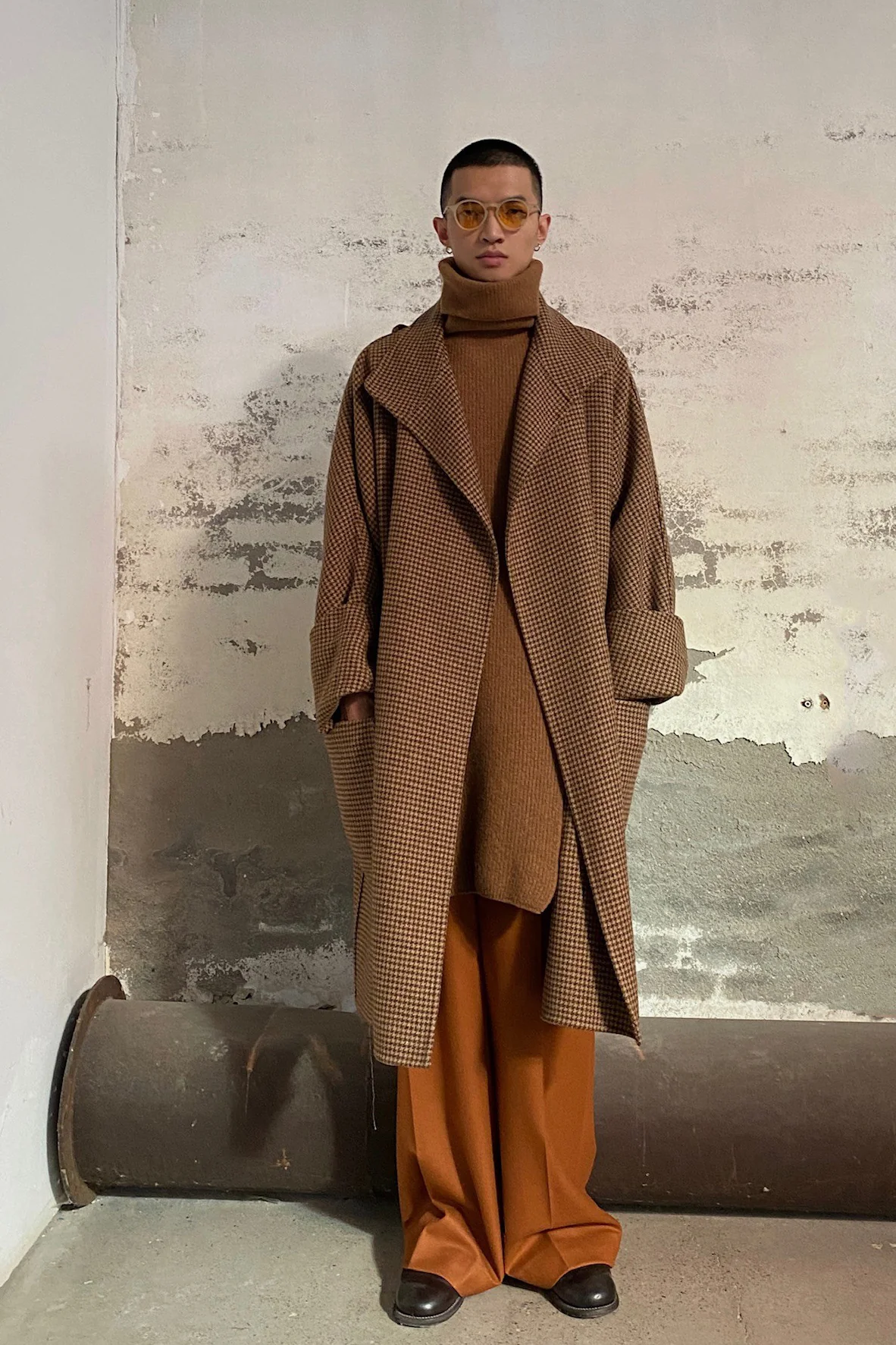 HED MAYNER Turtleneck Scarf K09_BRW Brown PHM3 - Image 12