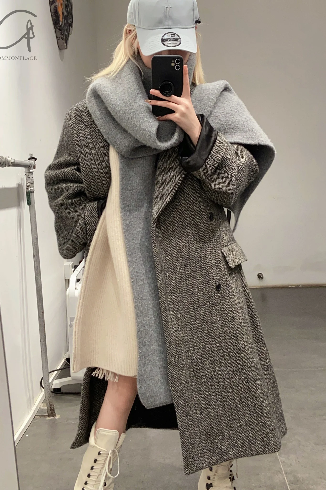 HED MAYNER Turtleneck Scarf K091_GRY Gray PHM3 - Image 9