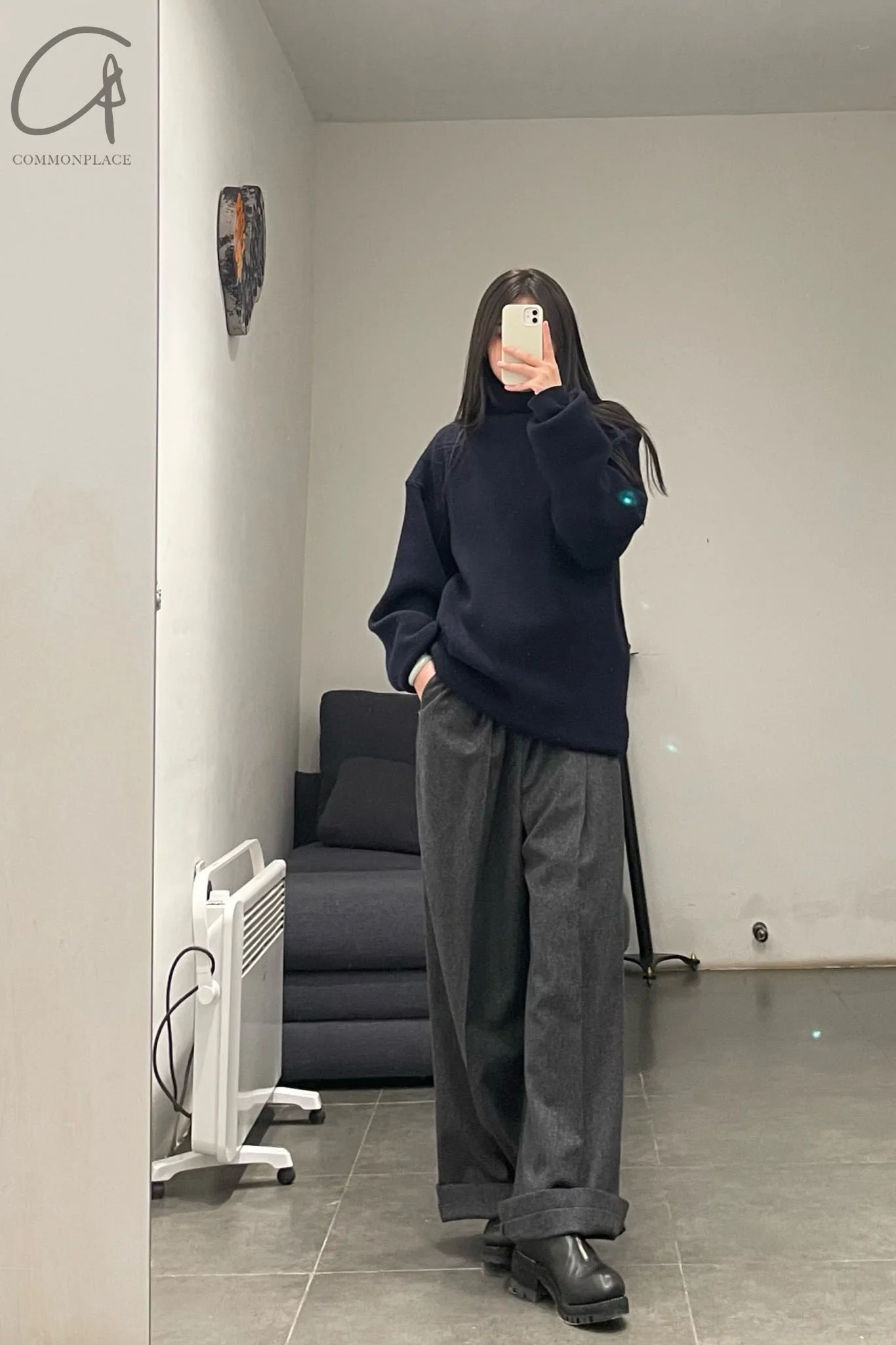 HED MAYNER Turtleneck Pullover K05_NVY Navy PHM4 - Image 21