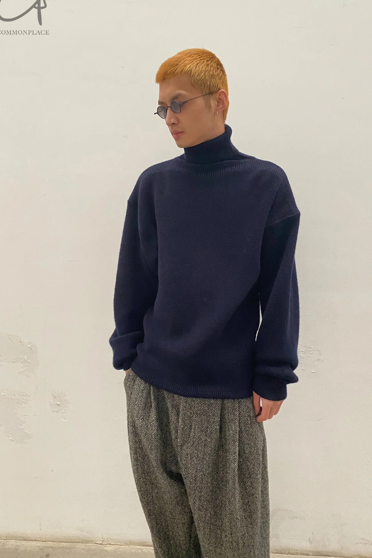 HED MAYNER Turtleneck Pullover K05_NVY Navy PHM4 - Image 3