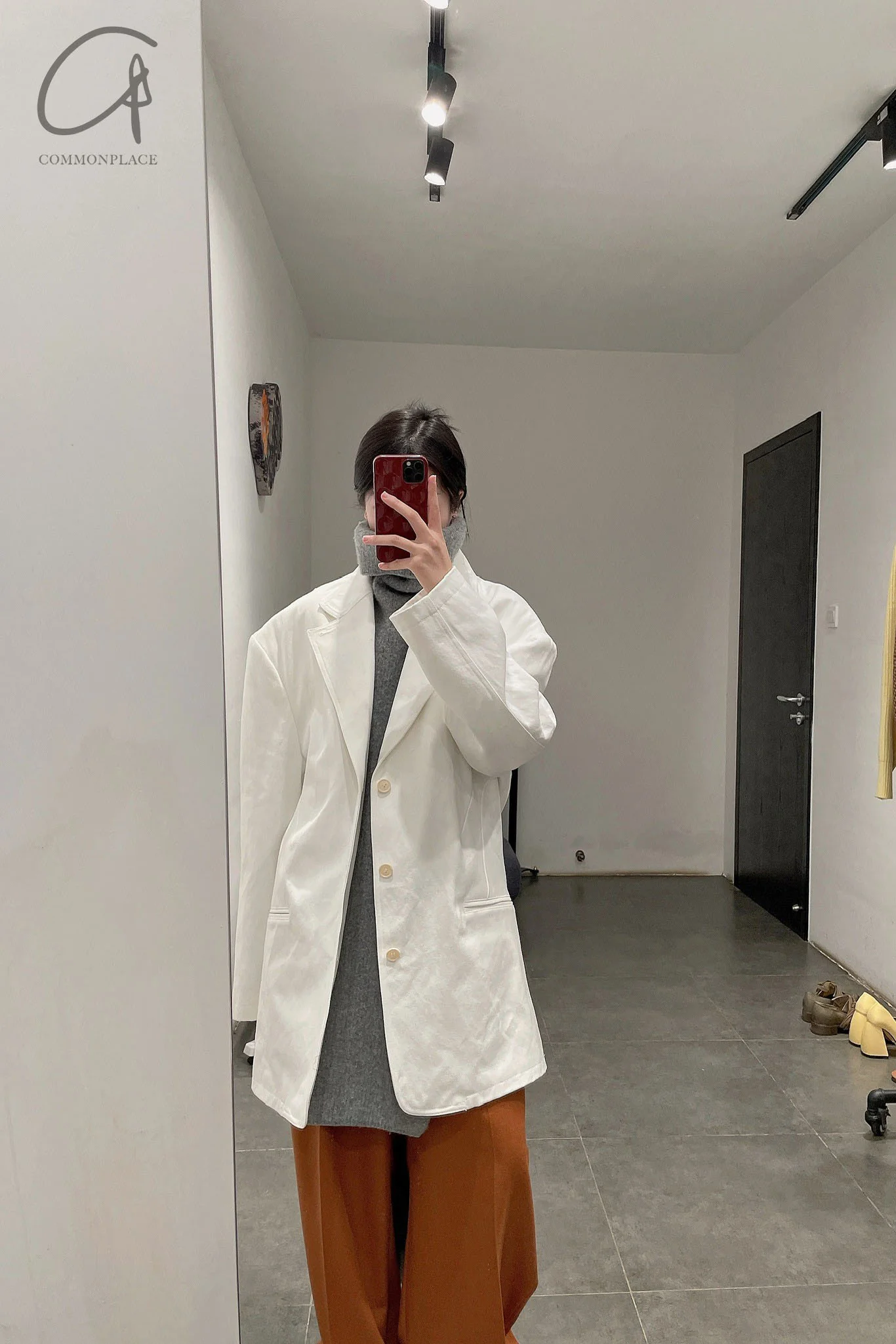 Hed Mayner off shoulder single breasted jacket J22_WHT/COT white PHM1 - Image 32
