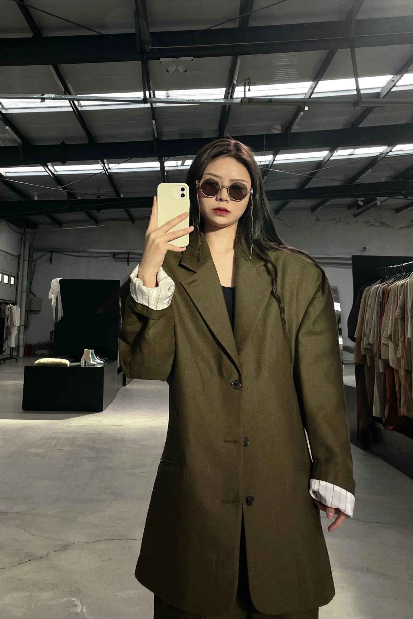HED MAYNER Drop Shoulder Single-breasted Jacket J22_OLV/WO Olive PHM1 - Image 17
