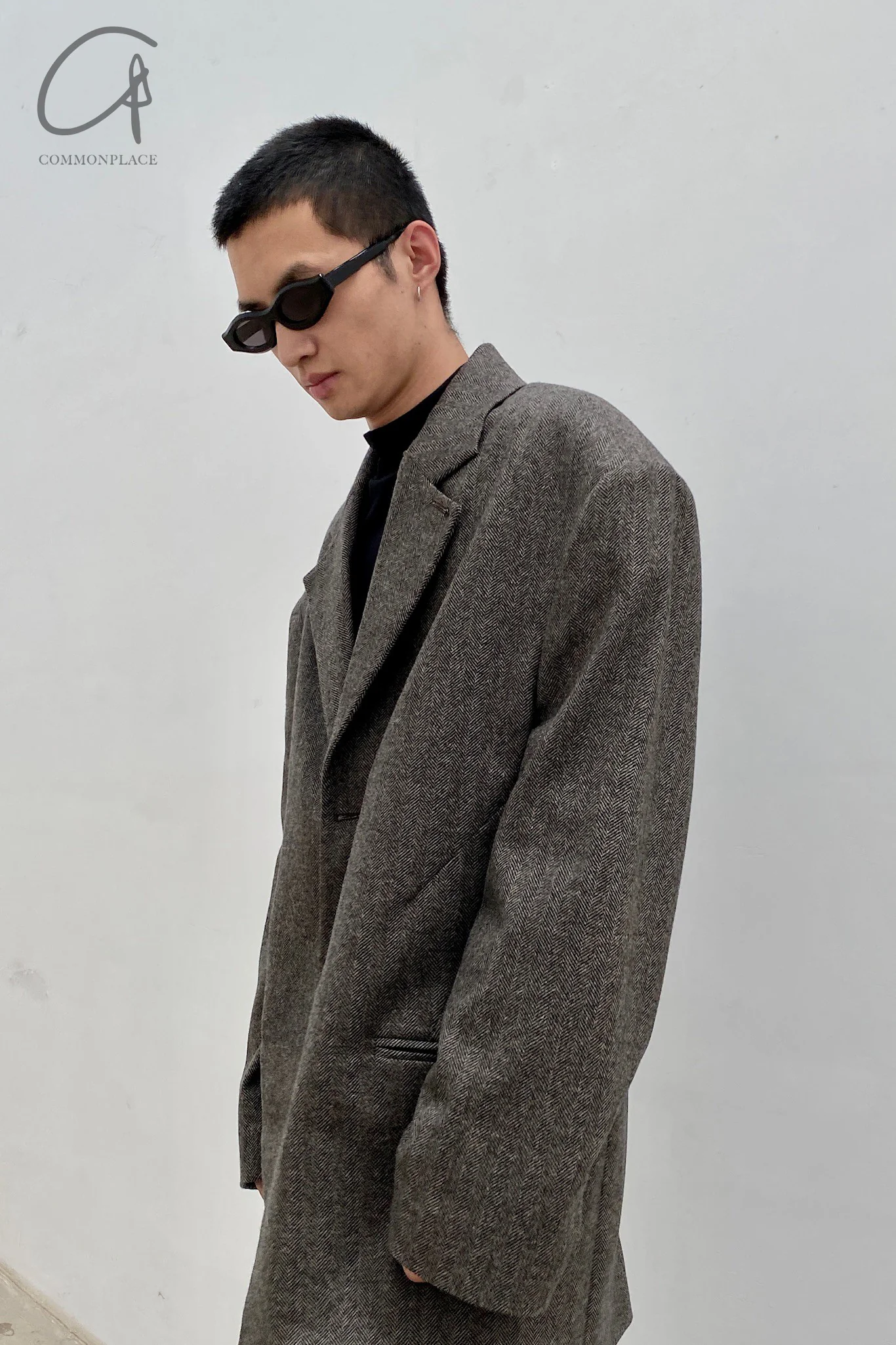 HED MAYNER Drop Shoulder Single-breasted Jacket J22_BLK/HRB Black/Gray PHM1 - Image 12