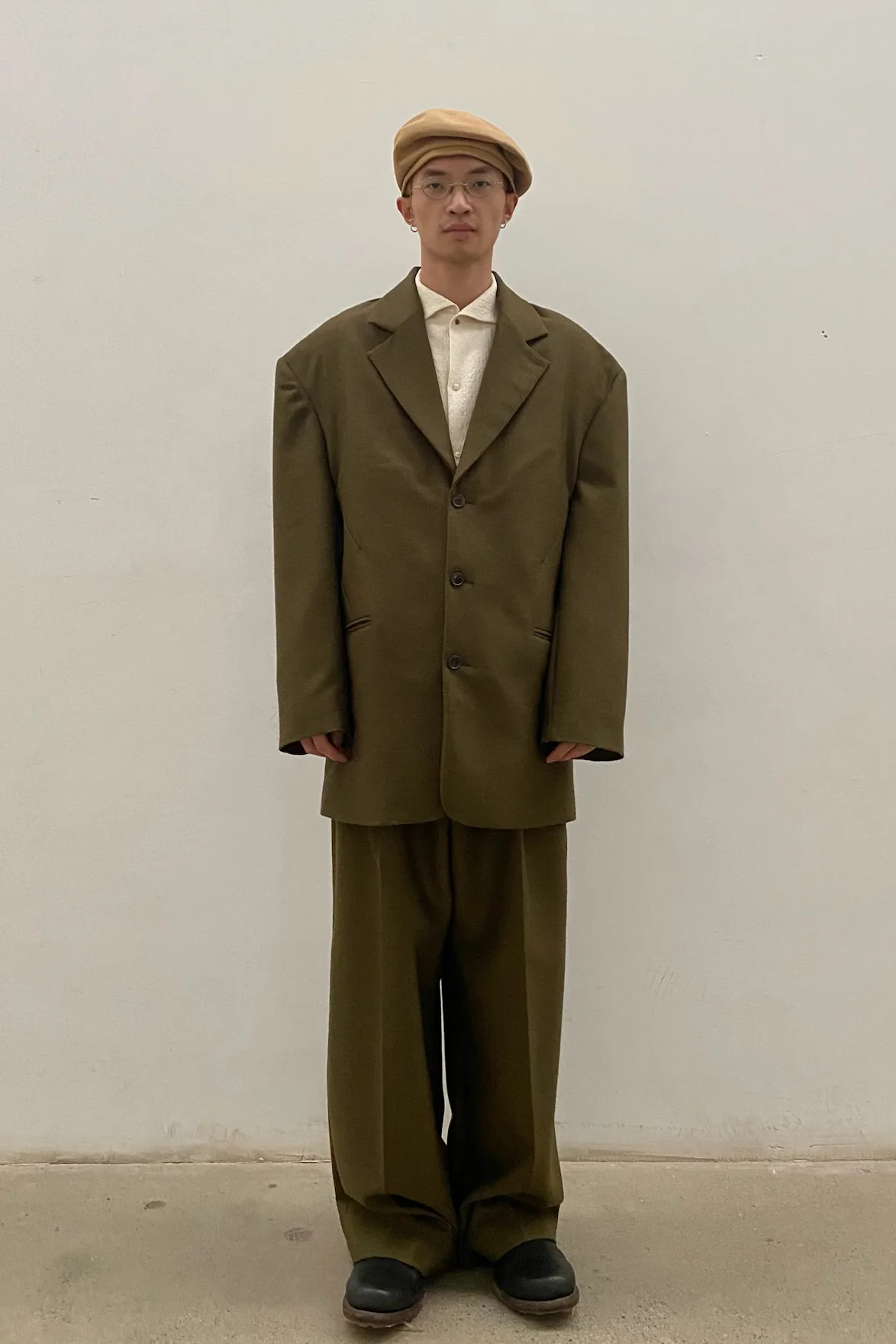 HED MAYNER Drop Shoulder Single-breasted Jacket J22_OLV/WO Olive PHM1 - Image 8