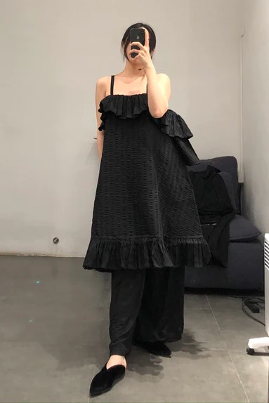 HENRIK VIBSKOV Velvet Black Seersucker Dress SS20-F307 - Image 12