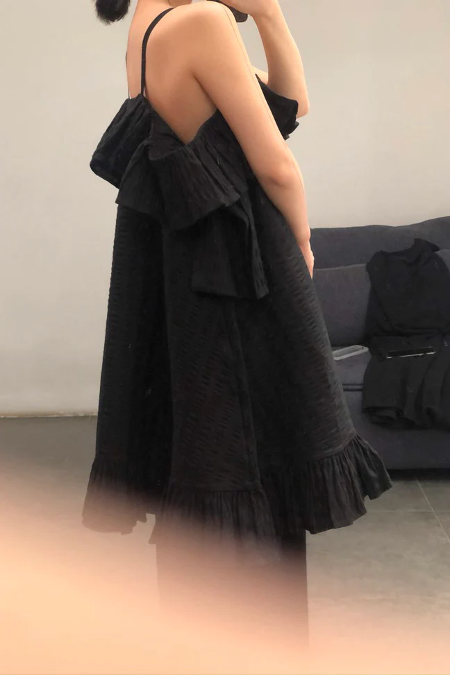 HENRIK VIBSKOV Velvet Black Seersucker Dress SS20-F307 - Image 15