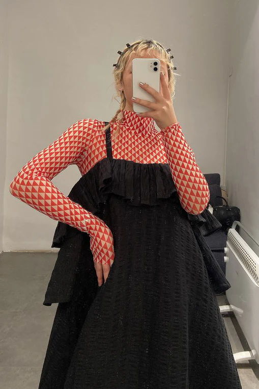 HENRIK VIBSKOV Velvet Black Seersucker Dress SS20-F307 - Image 6