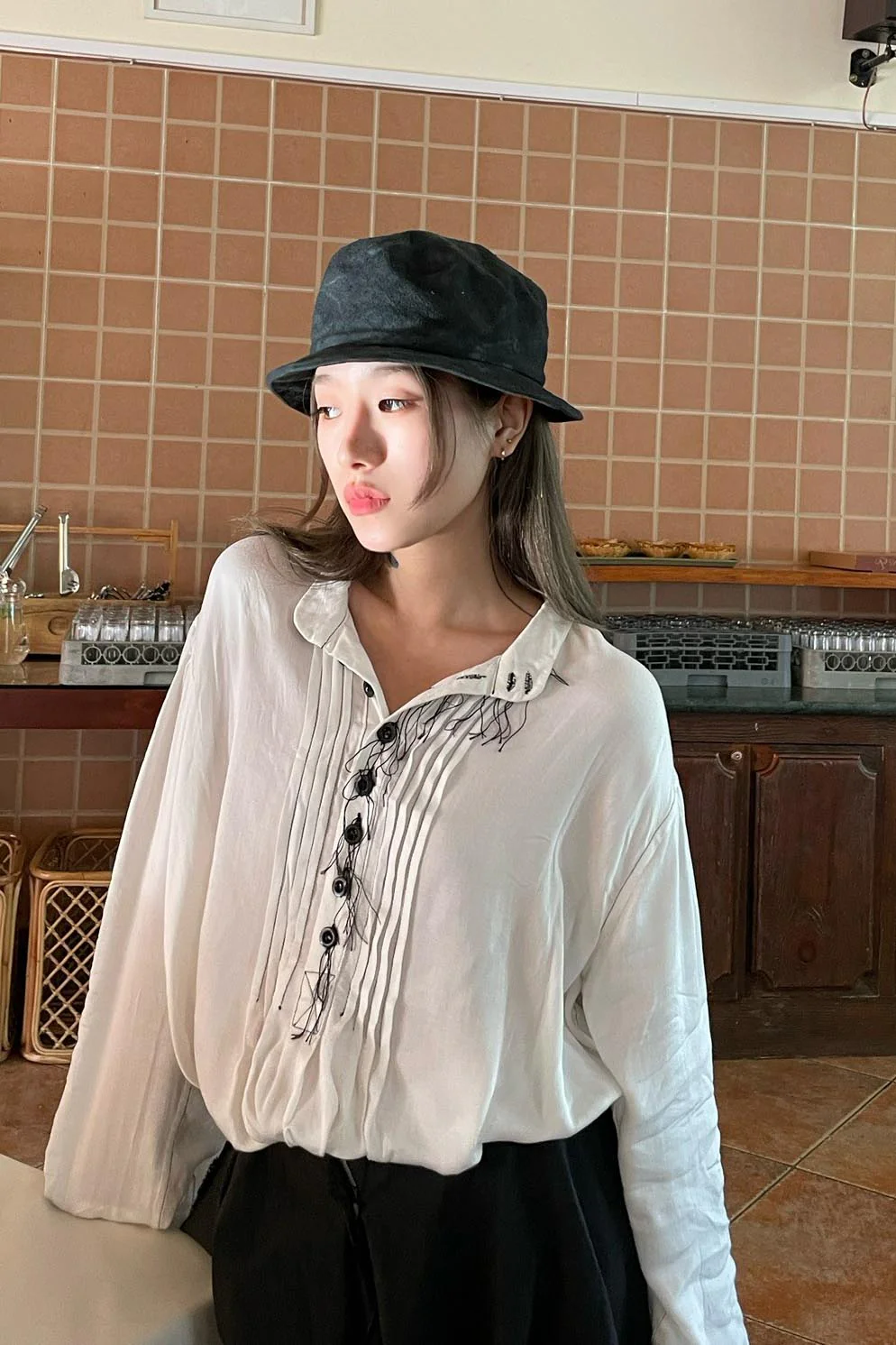 Horisaki Cotton Bucket Hat THBU005 SC BLACK Black - Image 5