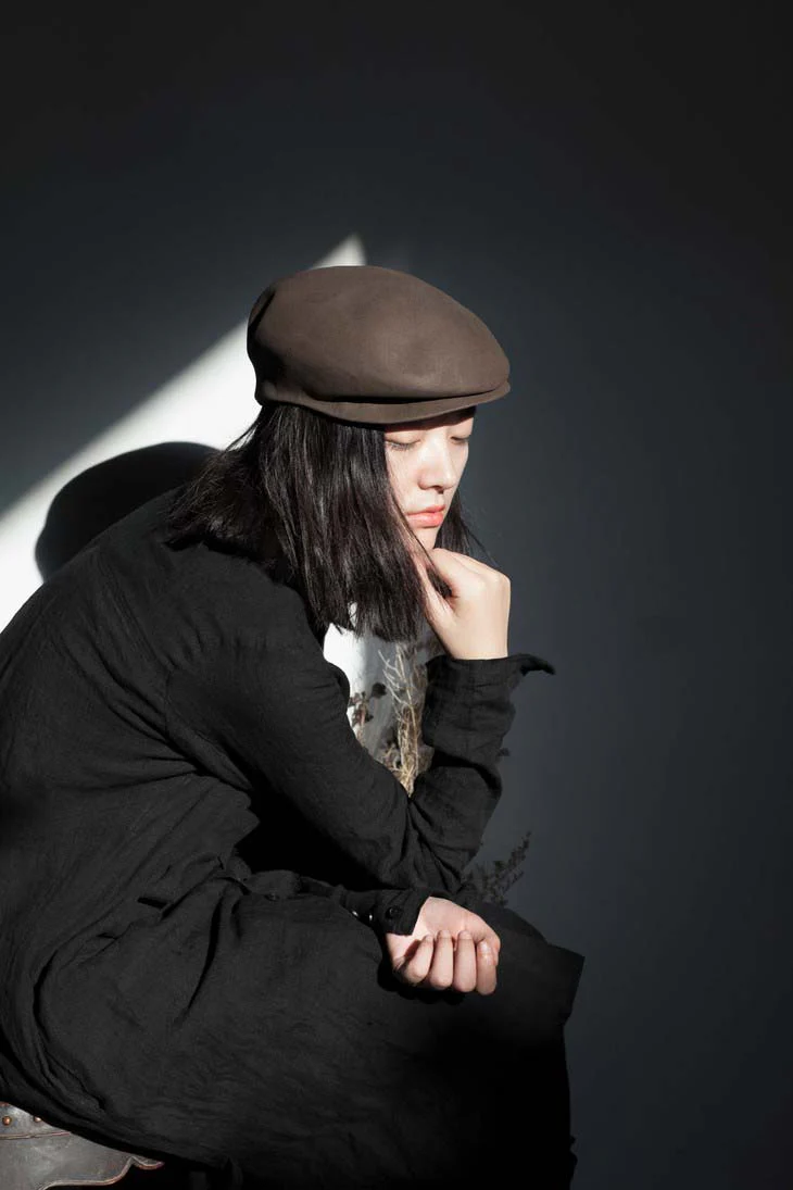 Horisaki Easy-to-burn Finish Rabbit Felt Newsboy Cap Series Swedish Handmade HSK-BHGBK000EB-GLHUANG Olive Yellow Lightly Burned Beaver PH77 - Image 9