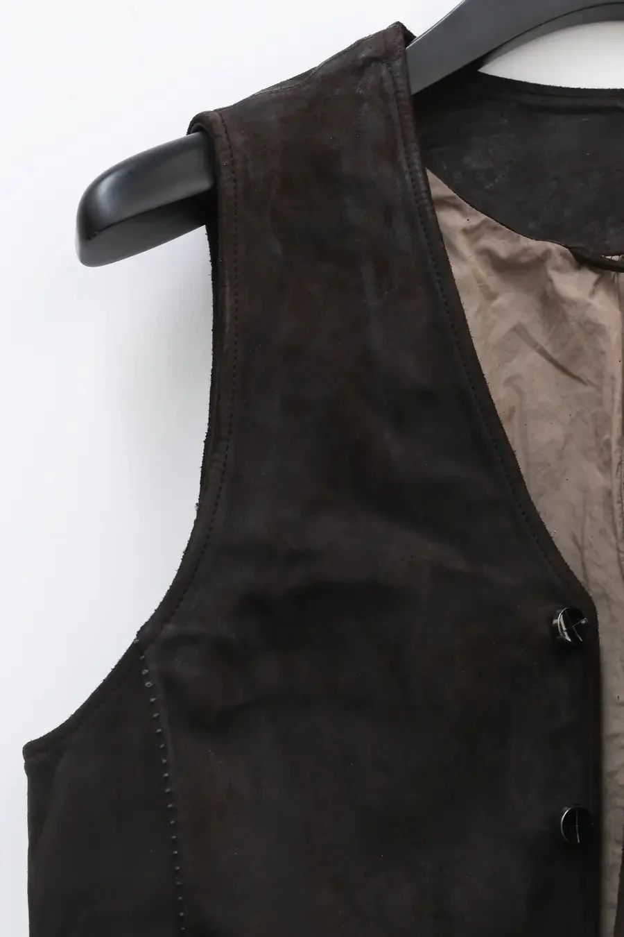 incarnation vegetable tanned horse leather vest rough and mottled high degree of handmade ICNT-12711-2247-SZONGMS dark brown matte - Image 4