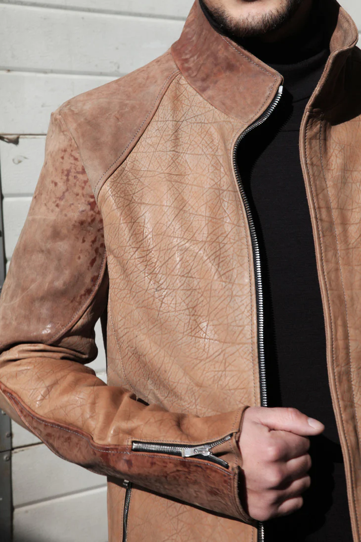 Incarnation mud color leather jacket 11713RV-41213-NK-12 Horse 81V - Image 8