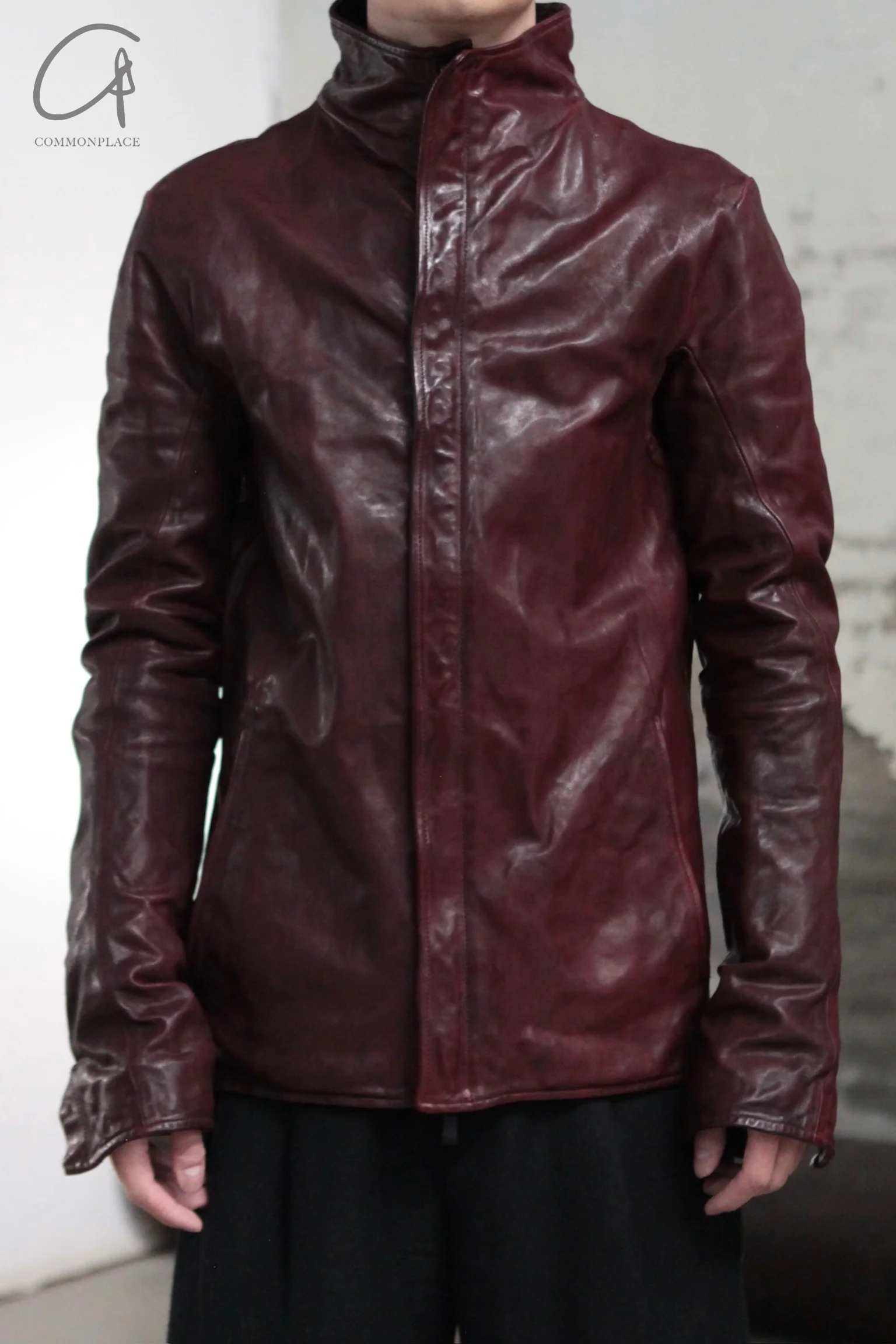 Incarnation Stand Collar Zippered Horse Leather Jacket Handmade in Italy ICNT-12811-41667-52NBK-OC 12811-41667