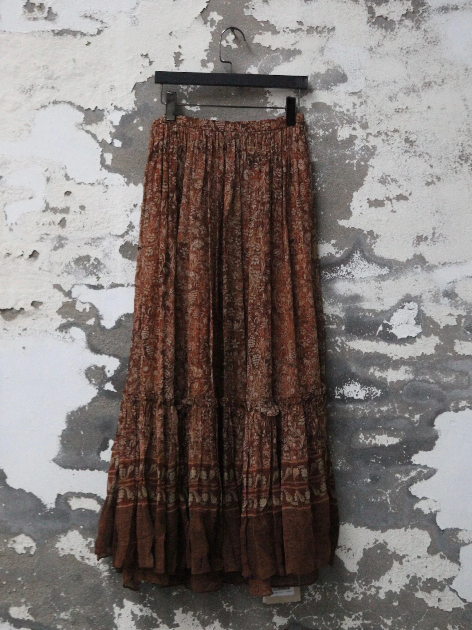 INTO THE EAST 2025 Autumn/Winter Brown Floral Silk Midi Skirt ITE-E1DGAW132TN21SK-HE Brown - Image 5