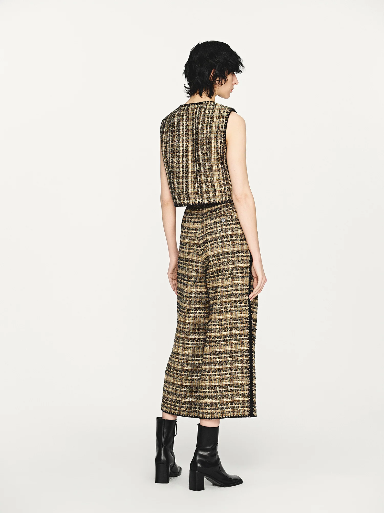 INTO THE EAST 2025 Autumn/Winter Green and Brown Blended Plaid Duffle Vest/Blended Hooded Jacket/Coat ITE-E1DGAW139GBR20VE-LZ Vest - Image 11