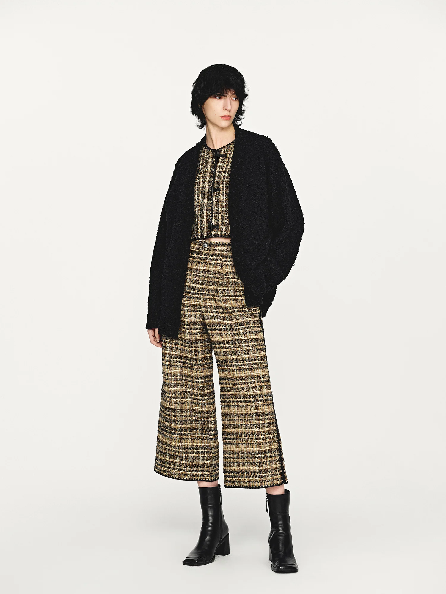 INTO THE EAST 2025 Autumn/Winter Green and Brown Blended Plaid Duffle Vest/Blended Hooded Jacket/Coat ITE-E1DGAW139GBR20VE-LZ Vest - Image 12