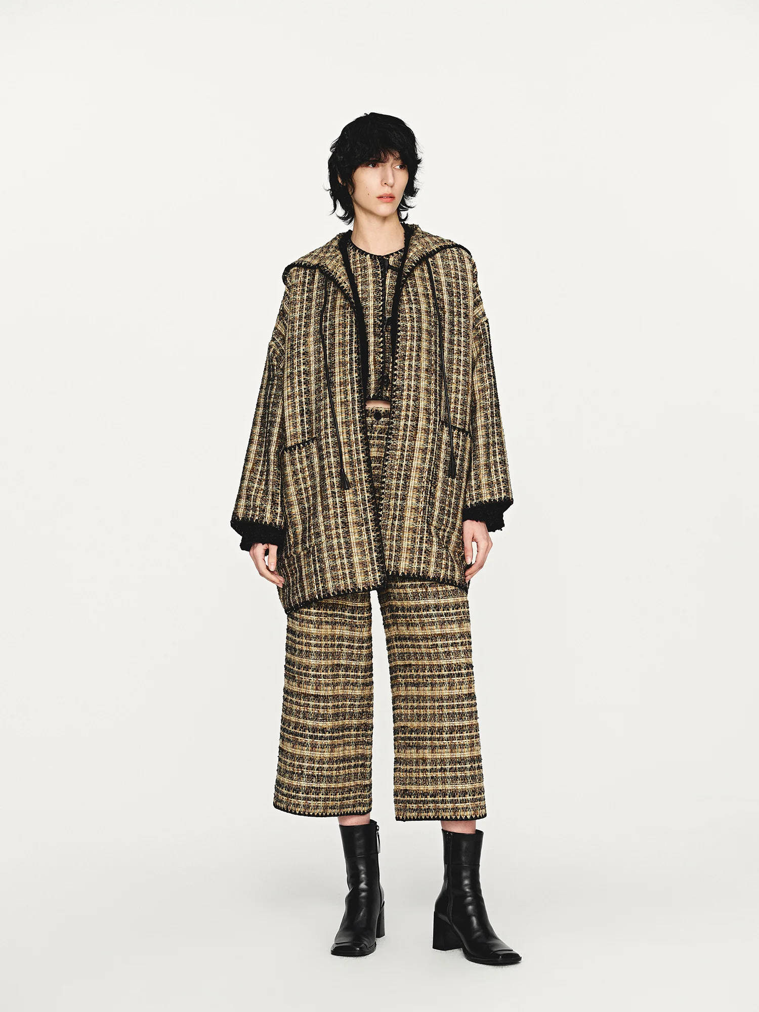 INTO THE EAST 2025 Autumn/Winter Green and Brown Blended Plaid Duffle Vest/Blended Hooded Jacket/Coat ITE-E1DGAW142GBR20JK-LZ Jacket (E1DGAW139GBR20VE) - Image 12