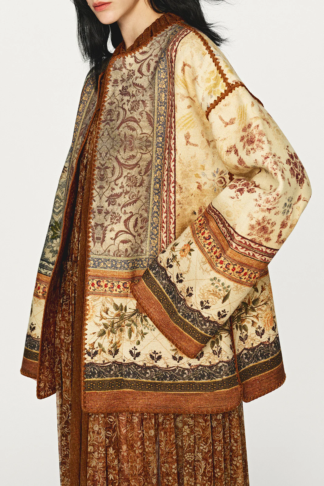 INTO THE EAST 2025 Autumn/Winter Tussah Silk Double-sided Printed Jacket ITE-E1DGAW126NCC21JK-HUA Floral Pattern - Image 2