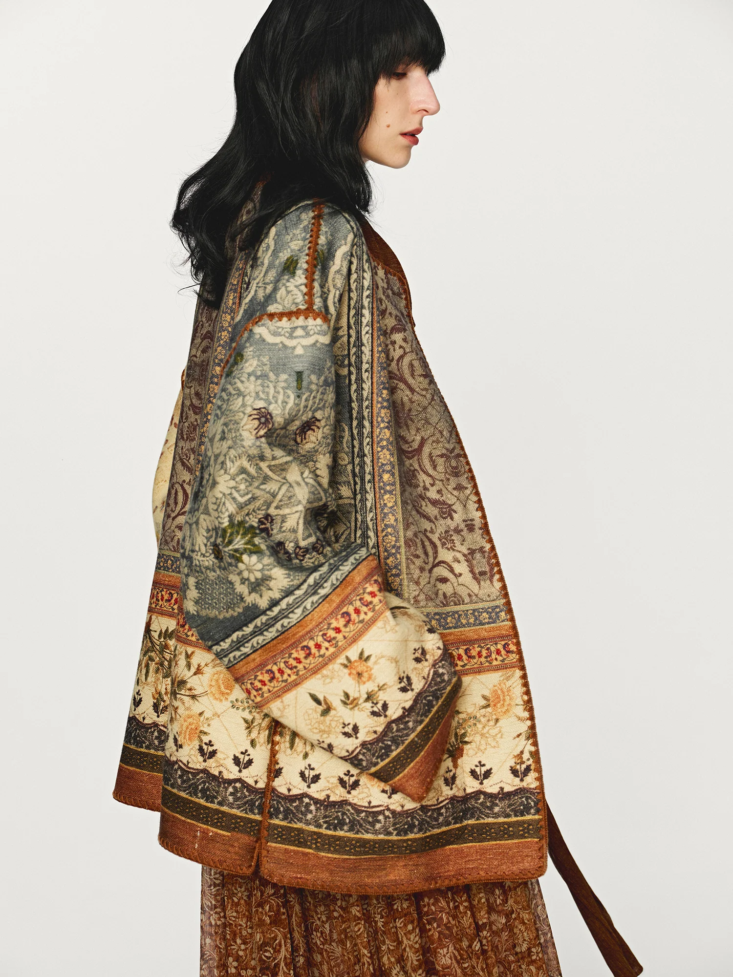 INTO THE EAST 2025 Autumn/Winter Tussah Silk Double-sided Printed Jacket ITE-E1DGAW126NCC21JK-HUA Floral Pattern - Image 3