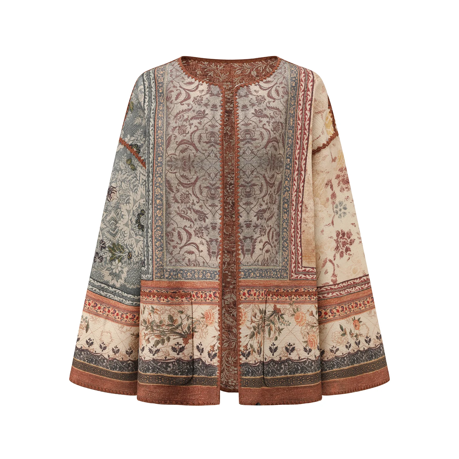 INTO THE EAST 2025 Autumn/Winter Tussah Silk Double-sided Printed Jacket ITE-E1DGAW126NCC21JK-HUA Floral Pattern - Image 9