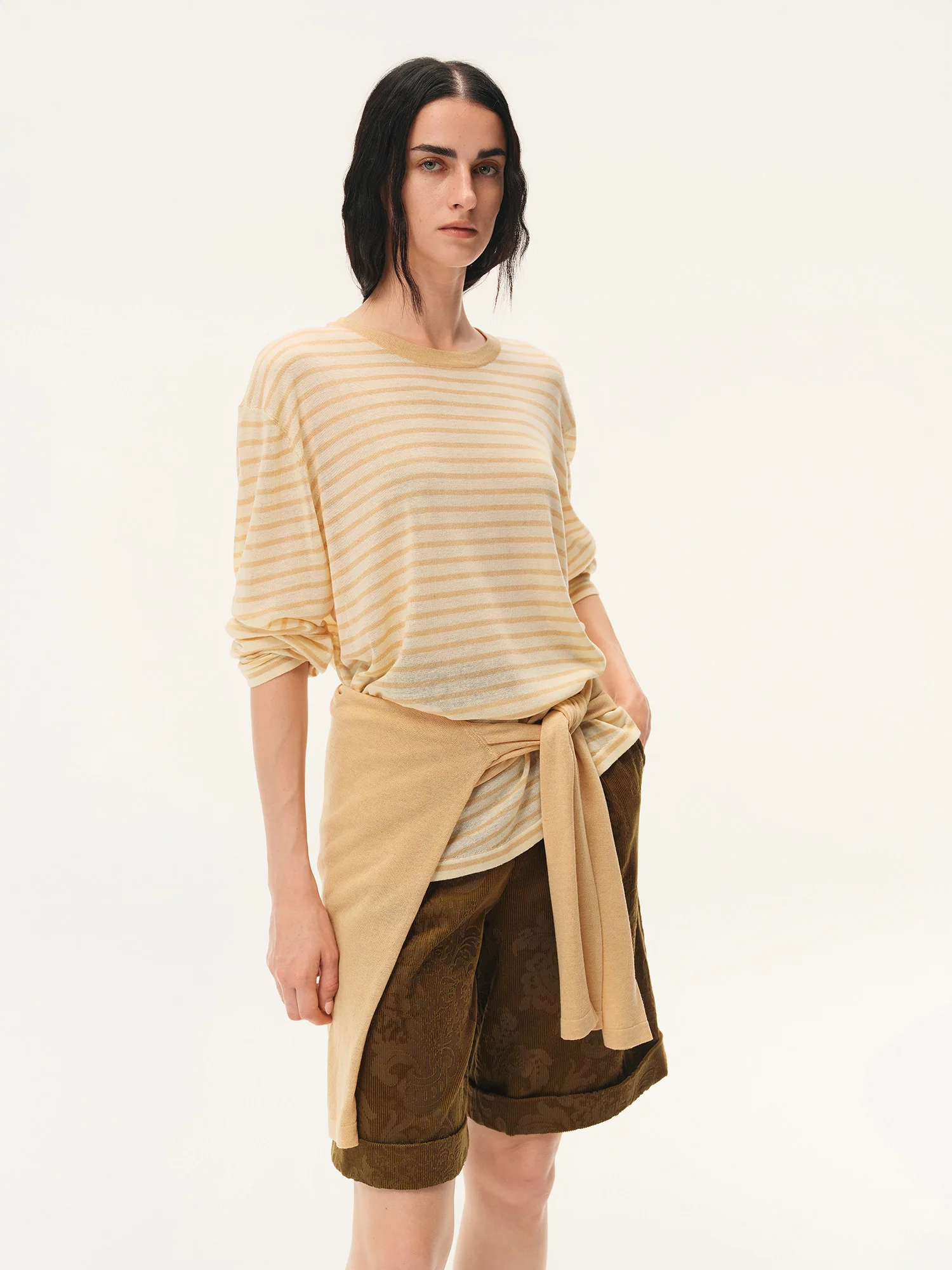 INTO THE EAST 2026 Spring/Summer Knitted Long-Sleeve T-Shirt ITE-E1JBSSKT20005YS-HUANG Yellow Stripes - Image 10
