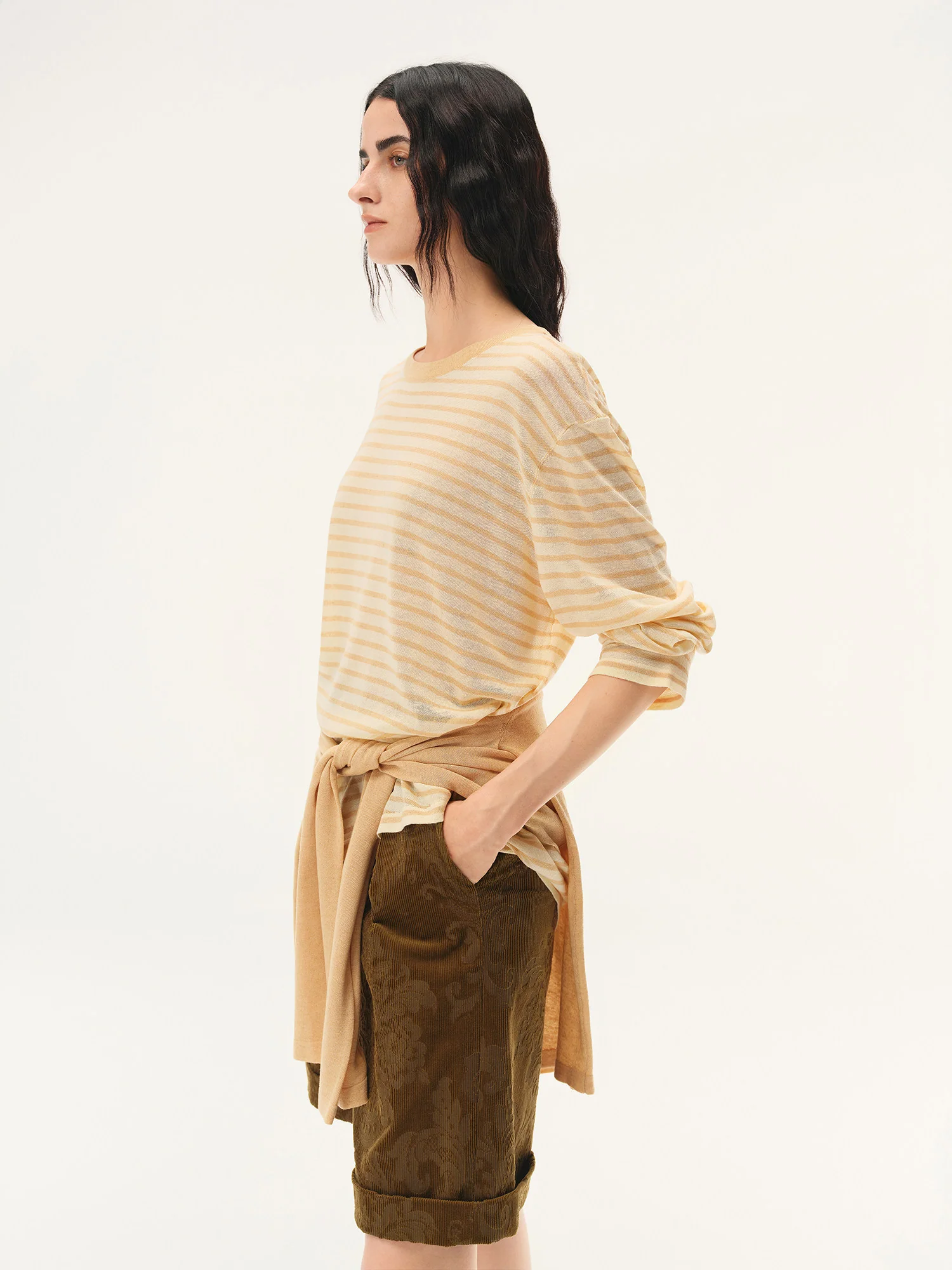 INTO THE EAST 2026 Spring/Summer Knitted Long-Sleeve T-Shirt ITE-E1JBSSKT20005YS-HUANG Yellow Stripes - Image 11