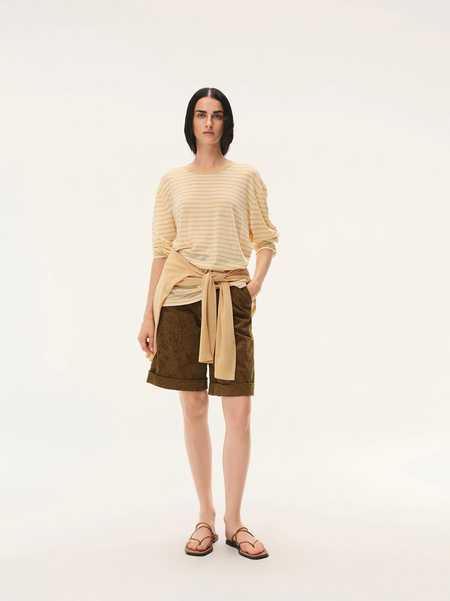 INTO THE EAST 2026 Spring/Summer Knitted Long-Sleeve T-Shirt ITE-E1JBSSKT20005YS-HUANG Yellow Stripes - Image 12