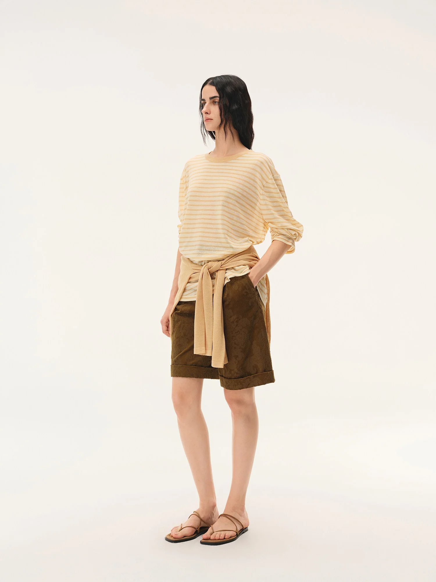 INTO THE EAST 2026 Spring/Summer Knitted Long-Sleeve T-Shirt ITE-E1JBSSKT20005YS-HUANG Yellow Stripes - Image 13