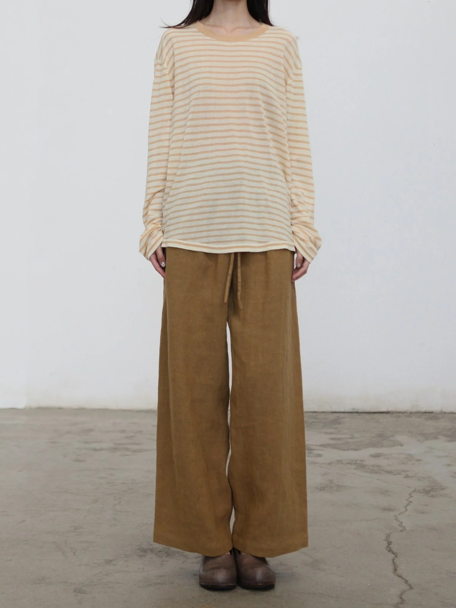 INTO THE EAST 2026 Spring/Summer Knitted Long-Sleeve T-Shirt ITE-E1JBSSKT20005YS-HUANG Yellow Stripes - Image 6