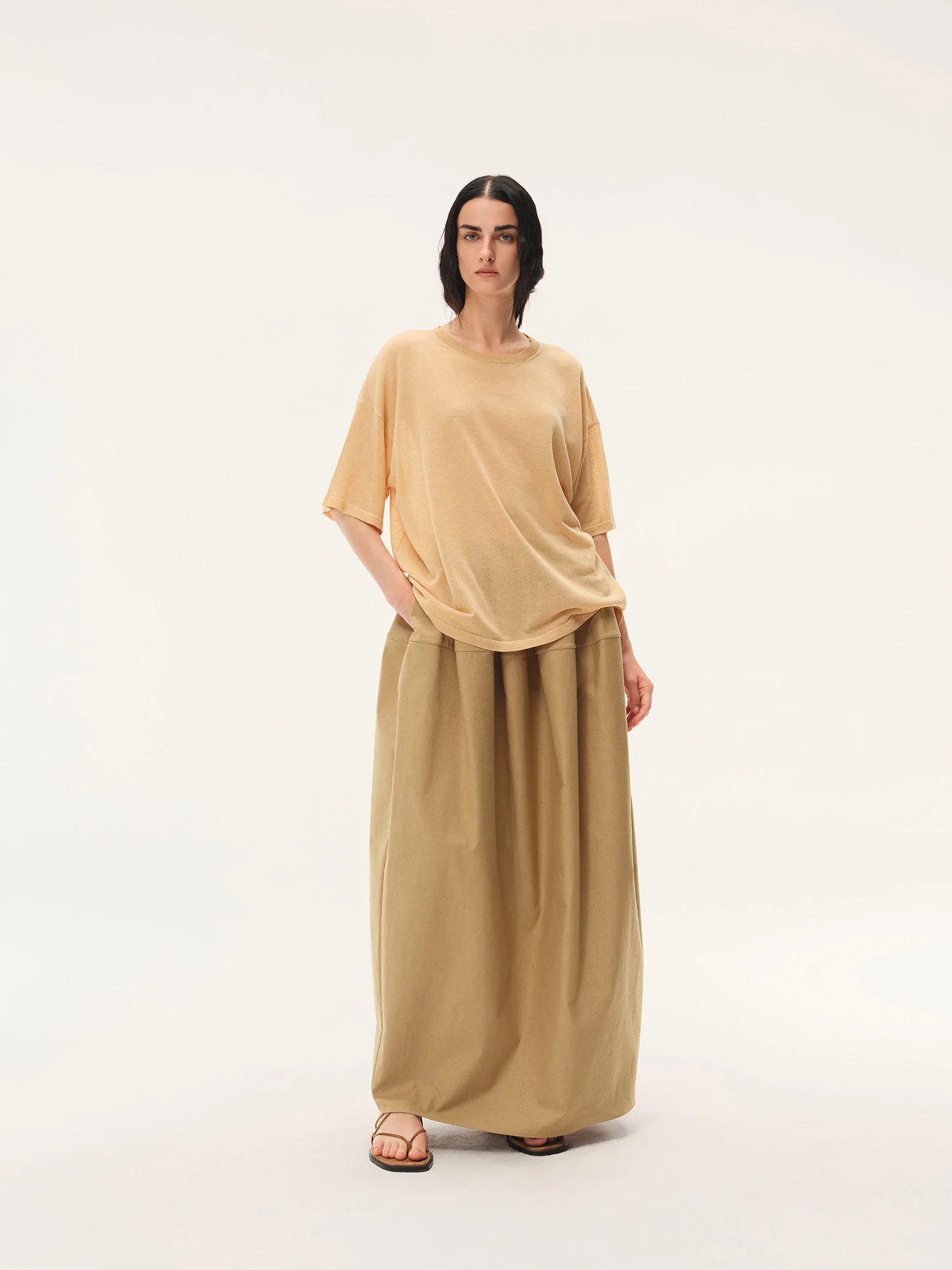 INTO THE EAST 2026 Spring/Summer Loose Knit Short-Sleeve T-Shirt ITE-E1JBSSKT20004YE-HUANG Yellow - Image 8