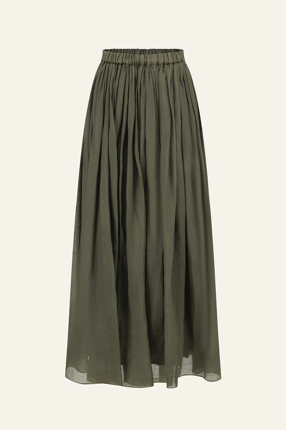 INTO THE EAST 2026 Spring/Summer Olive Green Pleated Midi Skirt ITE-E1JBSSSK20014OL-GLL Olive Green