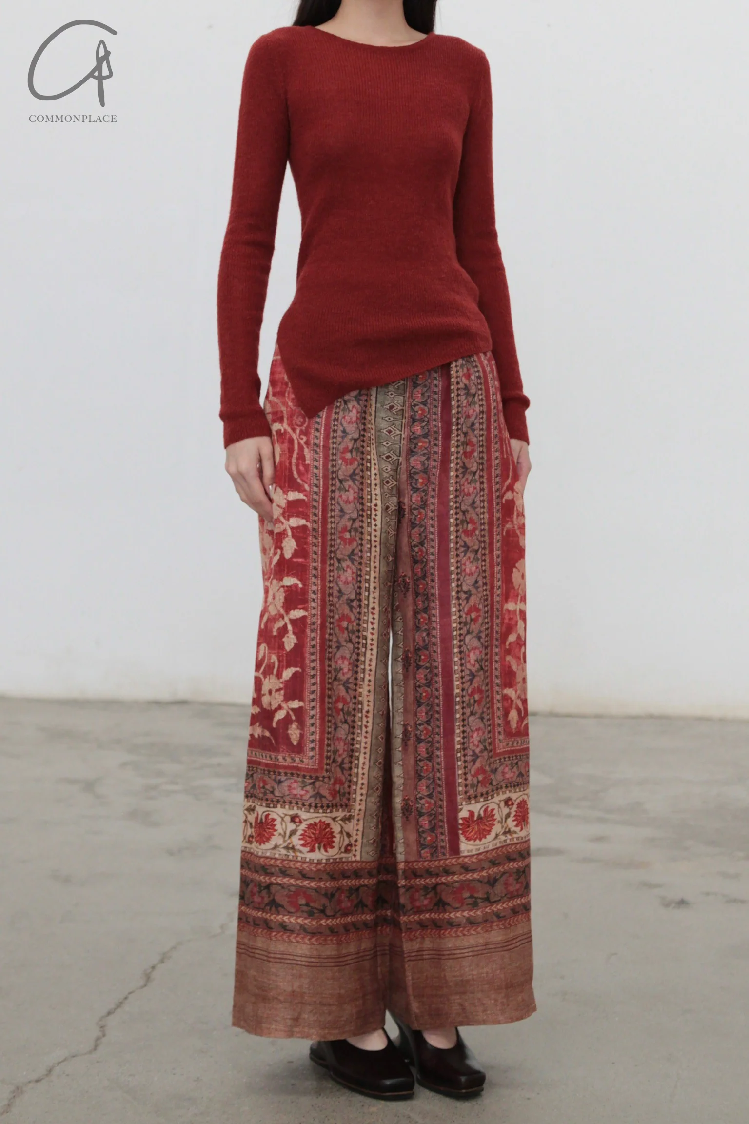 INTO THE EAST 24 Autumn and Winter Linen Printed Trousers ITE-E1YGAW001NCC21PT-YH Printed - Image 8