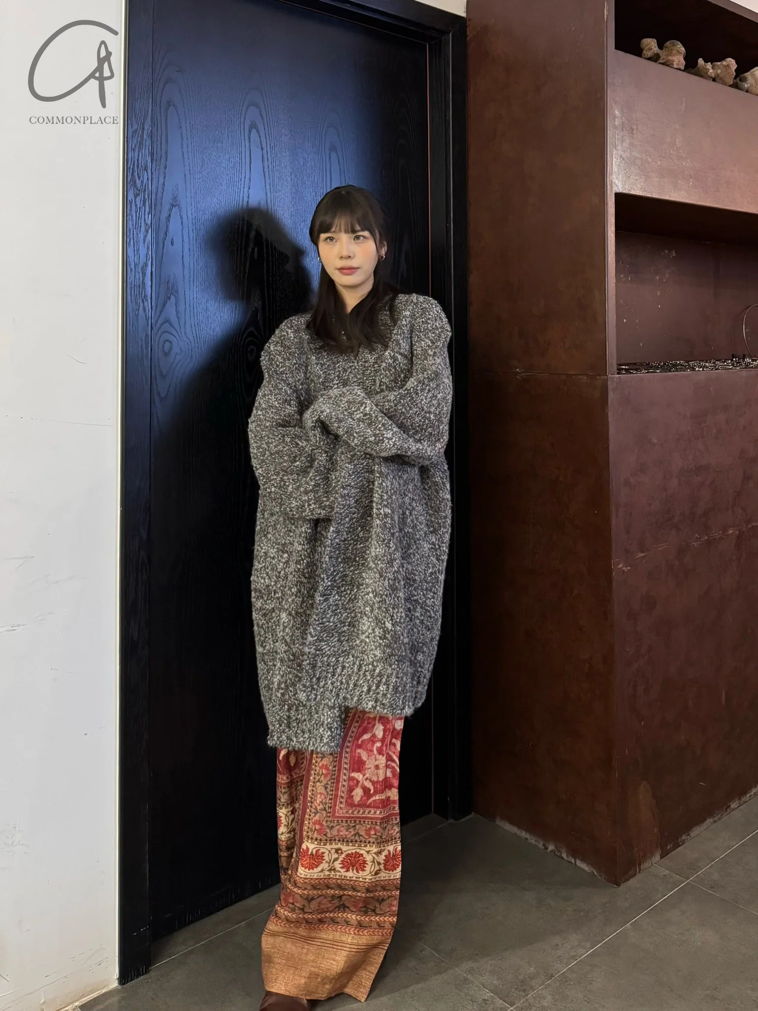 INTO THE EAST 24 Autumn and Winter Mixed Loose V-Neck Cardigan ITE-E1YGAW013GY20JK-HUI Gray - Image 14