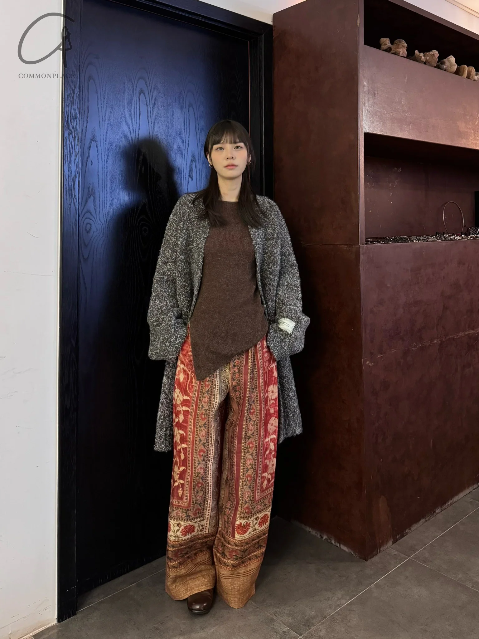 INTO THE EAST 24 Autumn and Winter Mixed Loose V-Neck Cardigan ITE-E1YGAW013GY20JK-HUI Gray - Image 16
