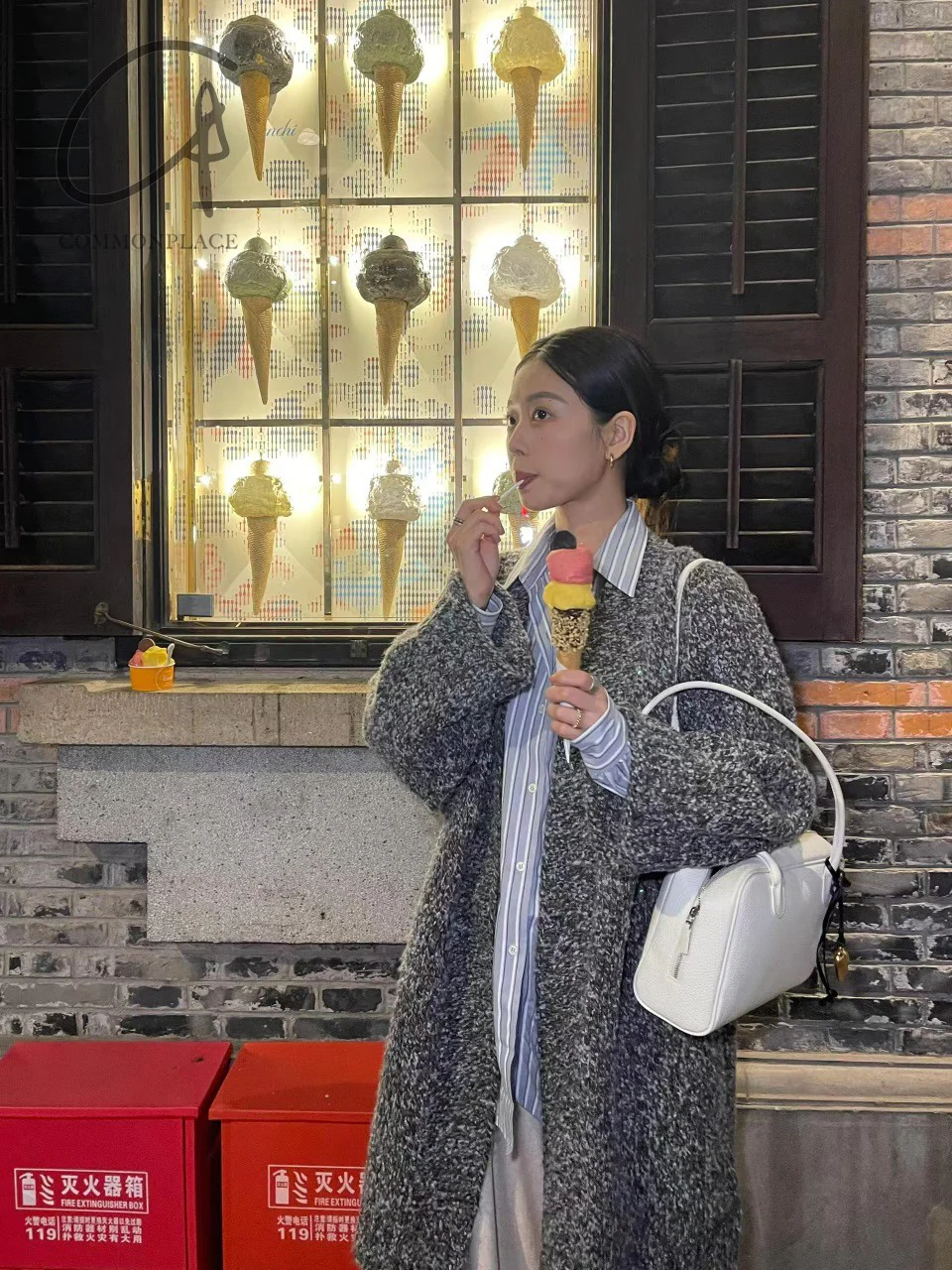 INTO THE EAST 24 Autumn and Winter Mixed Loose V-Neck Cardigan ITE-E1YGAW013GY20JK-HUI Gray - Image 26