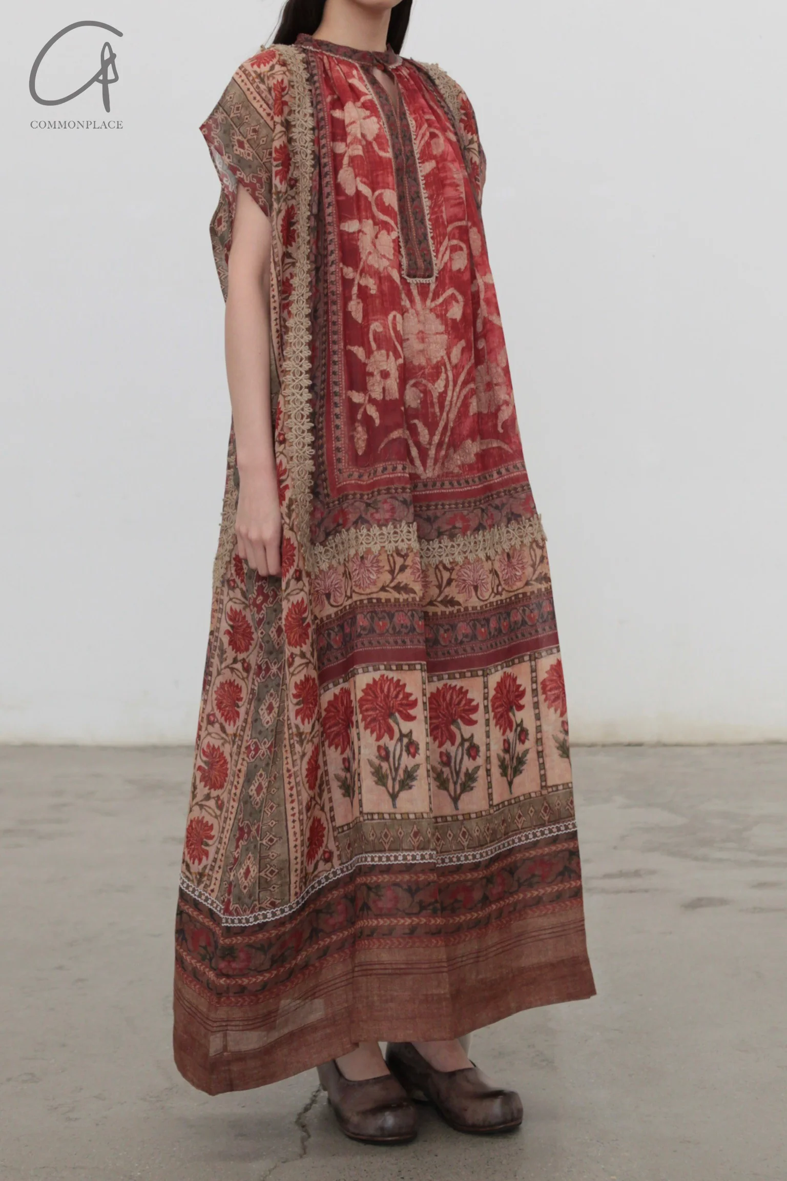 INTO THE EAST 24 Autumn and Winter Ramie Splicing Woven Printed Dress ITE-E1YGAW004NCC21DS-YH Printed - Image 3