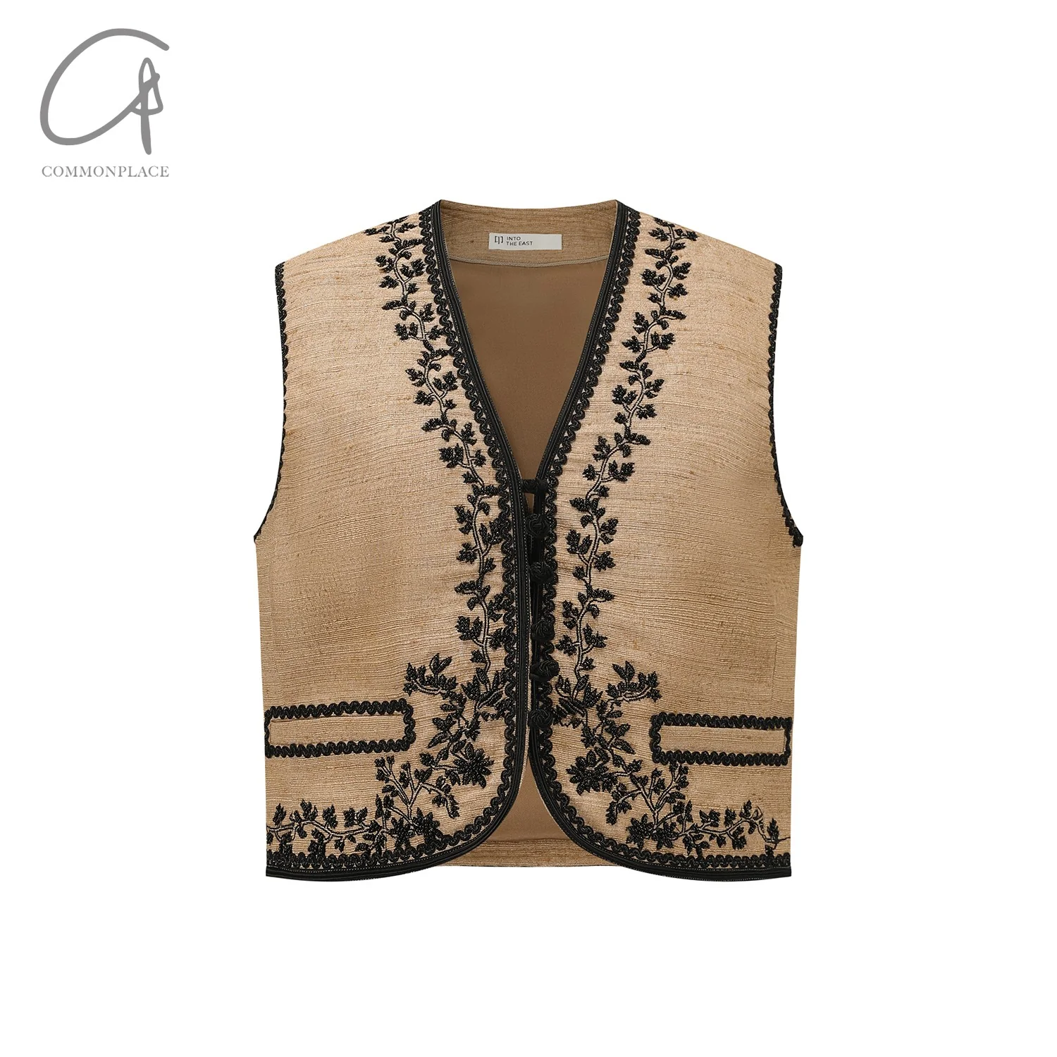 INTO THE EAST 24 Autumn and Winter Tussah Silk Hand-beaded Vest ITE-E1YGAW007BR22VE-KA Coffee - Image 8