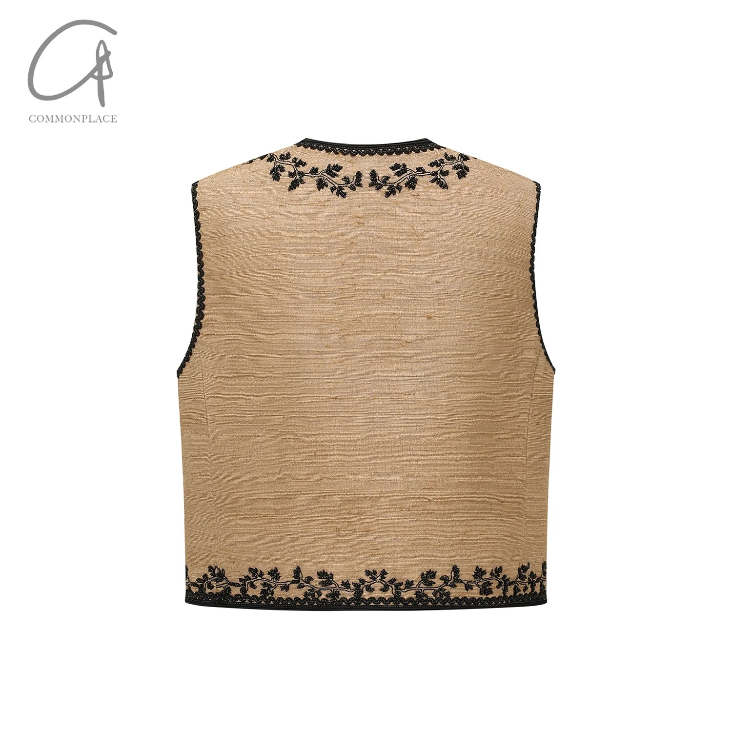 INTO THE EAST 24 Autumn and Winter Tussah Silk Hand-beaded Vest ITE-E1YGAW007BR22VE-KA Coffee - Image 9