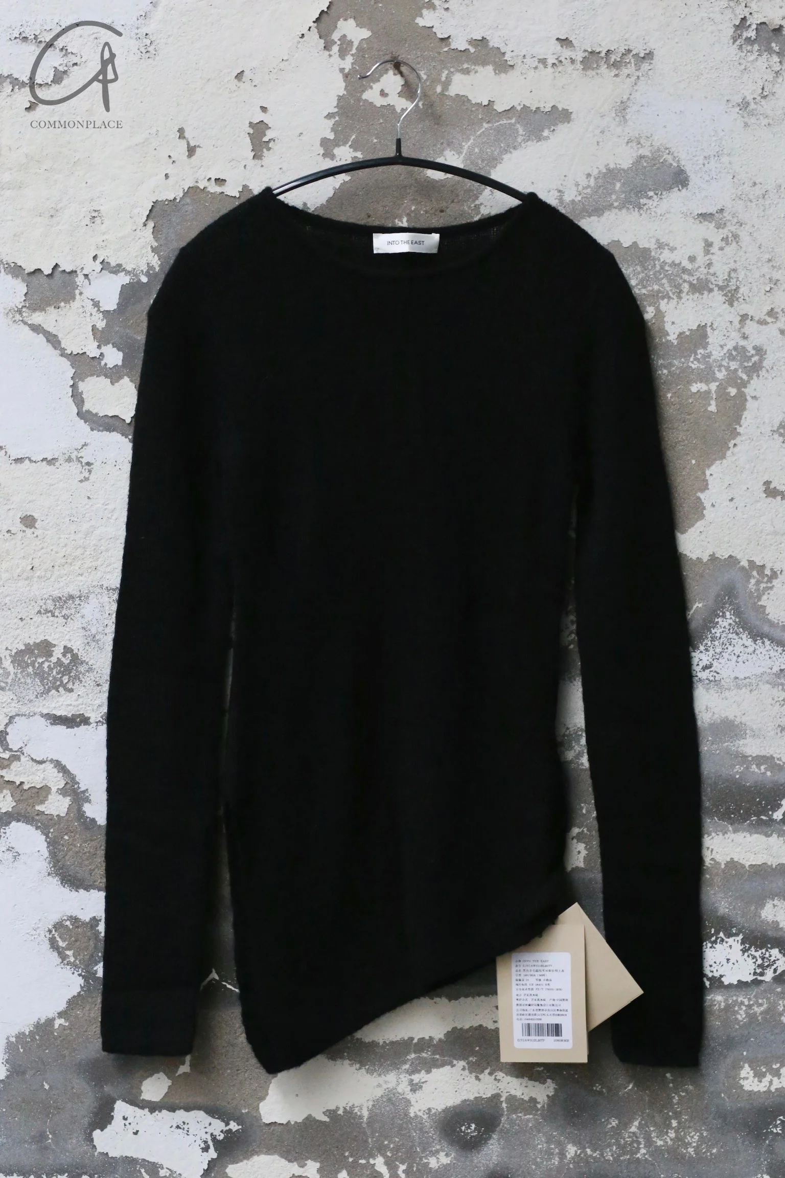 INTO THE EAST 24 Autumn and Winter Wool Blend Asymmetric Knit Top ITE-E1YGAW011BL20TP-HEI Black - Image 4