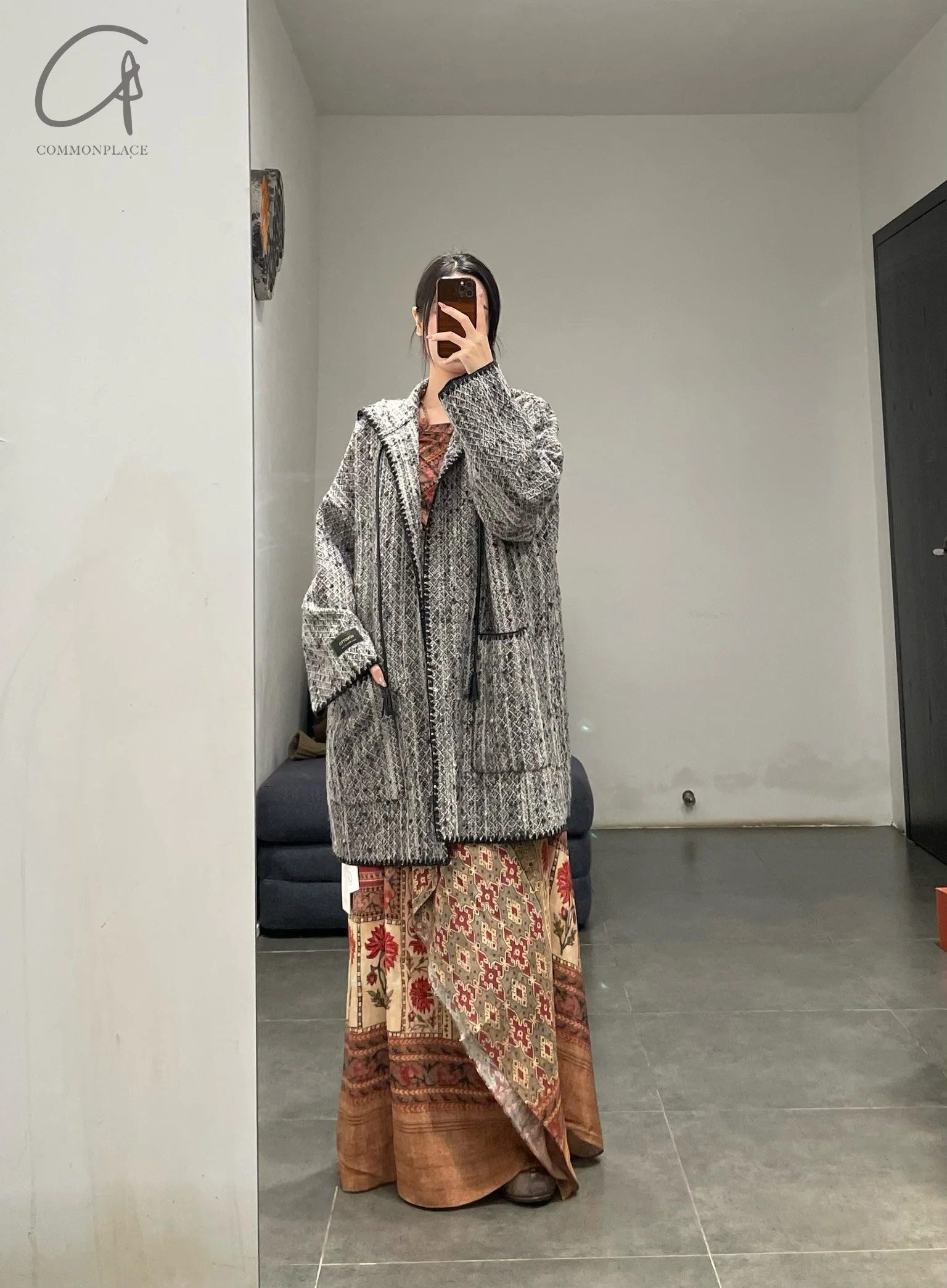 INTO THE EAST 24 Autumn and Winter Wool Blended Hooded Short Jacket ITE-E1YGAW026BL20JK-HEI Black - Image 15