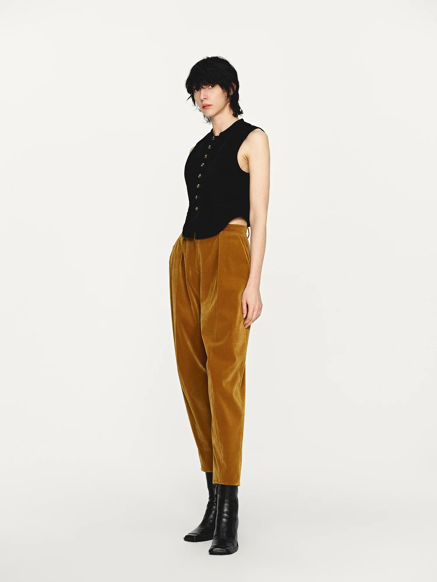INTO THE EAST 25 Autumn and Winter Black Velvet Embroidered Button Vest ITE-E1DGAW052BL22VE-HEI Black - Image 11
