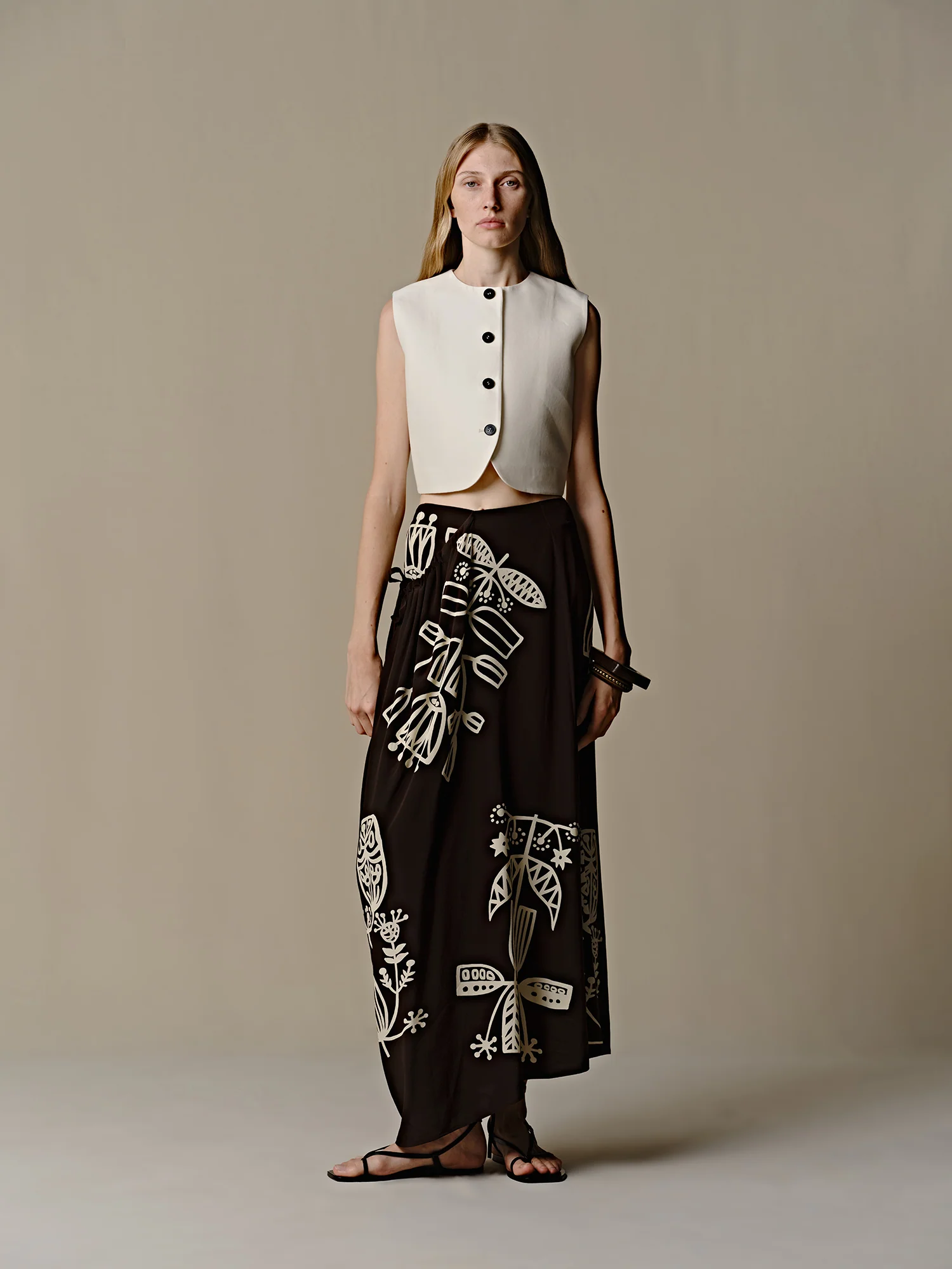 INTO THE EAST 25 Autumn and Winter Silk Totem Large Pocket Skirt ITE-E1DGSS005CF21SK-KA Coffee - Image 5