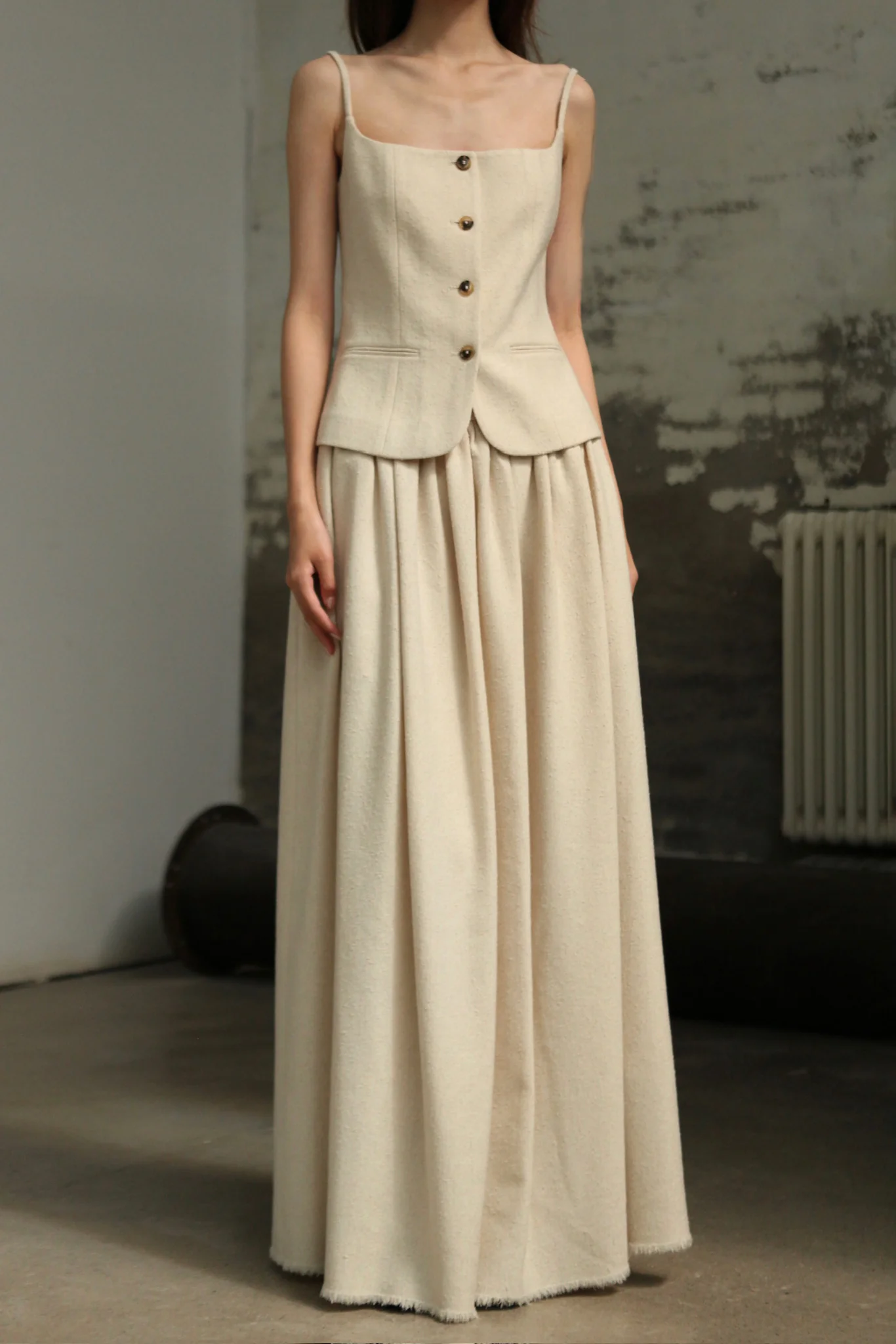 INTO THE EAST 25 Autumn/Winter Ivory White Textured Camisole/Loose Skirt ITE-E1DGAW108IY20SK-XYB Skirt (ITE-E1DGAW099IY20TP) - Image 6